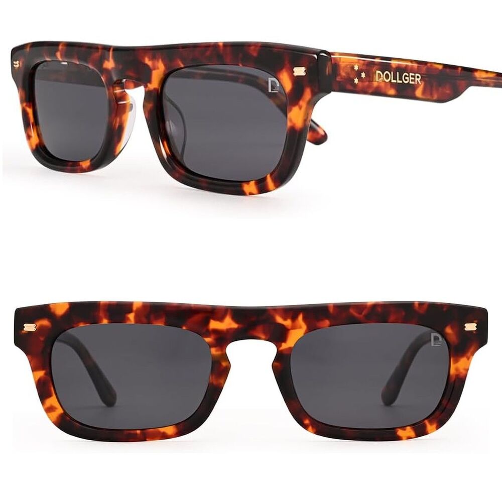 *Case Included* Unisex Rectangle Polarized Sunglasses Tortoise Gray Lens Acetate